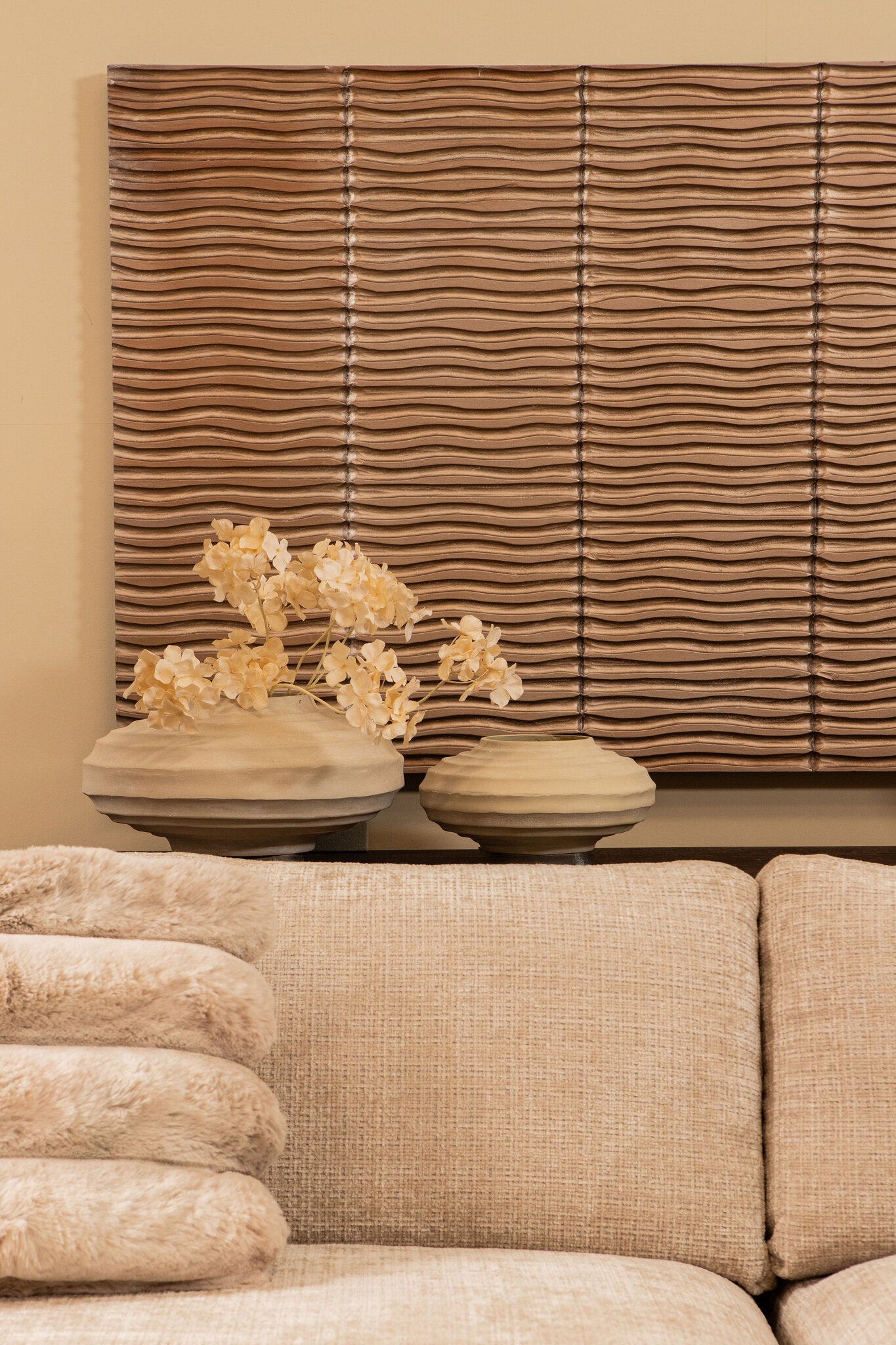 Kussen Divvo Beige Brede Rib Vierkant PTMD
