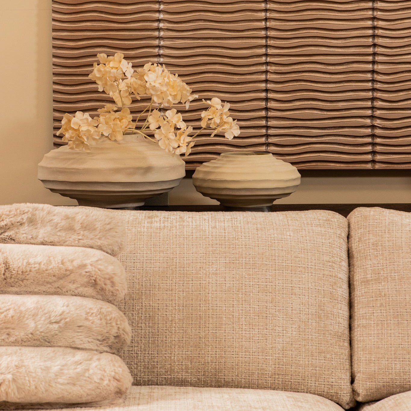 Kussen Divvo Beige Brede Rib Vierkant PTMD