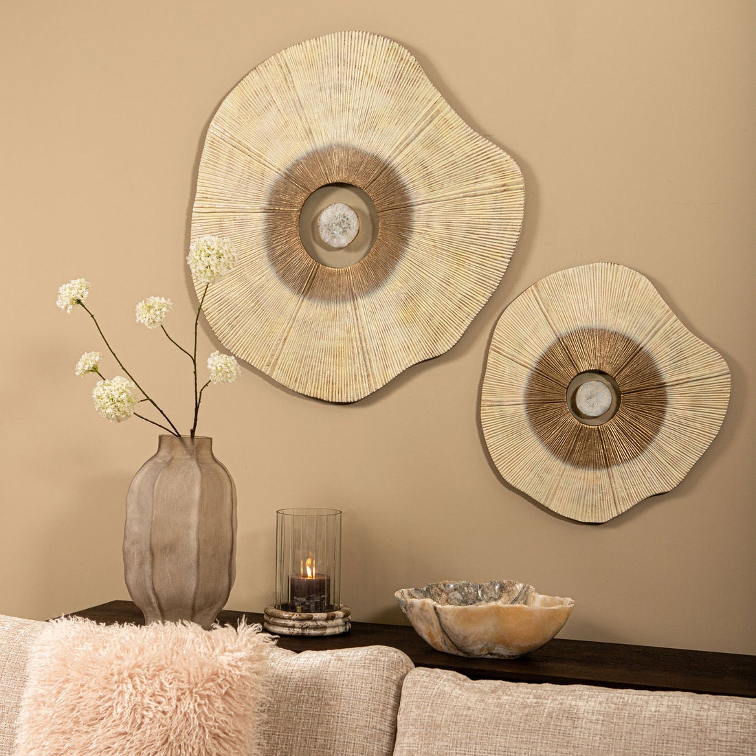 Wandpaneel Rella Beige Aluminium Center Stone Large PTMD