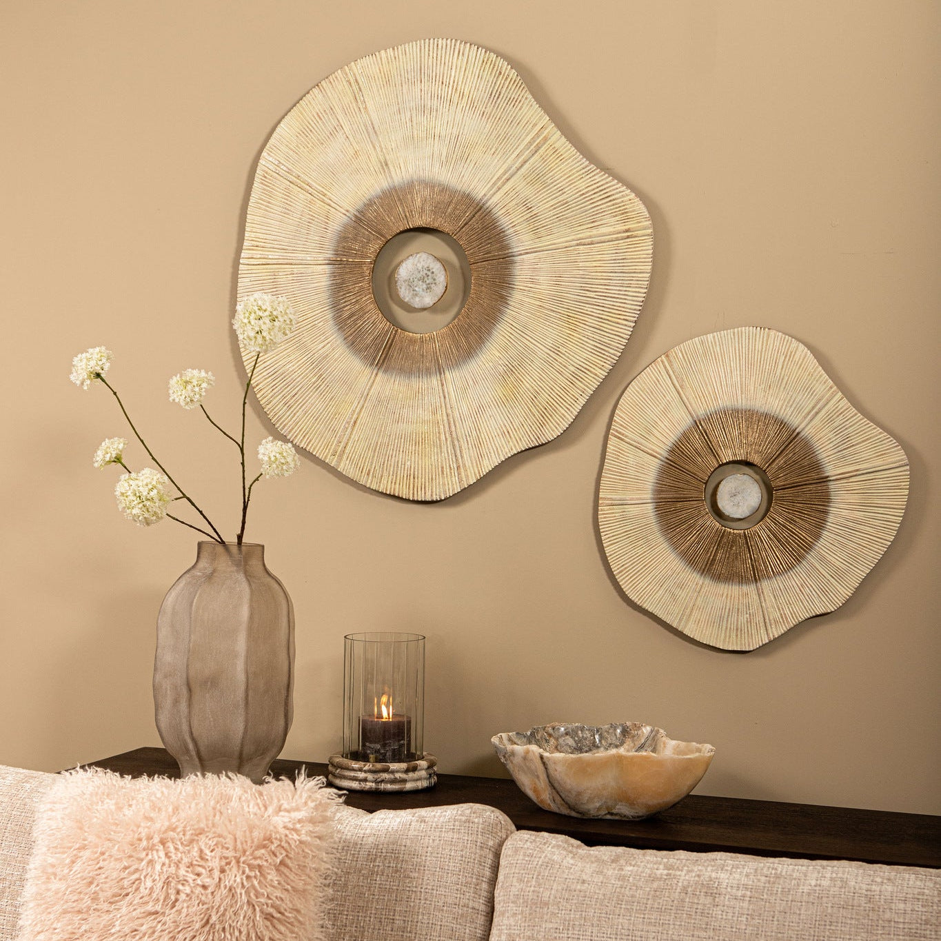 Wandpaneel Rella Beige Aluminium Center Stone Large PTMD