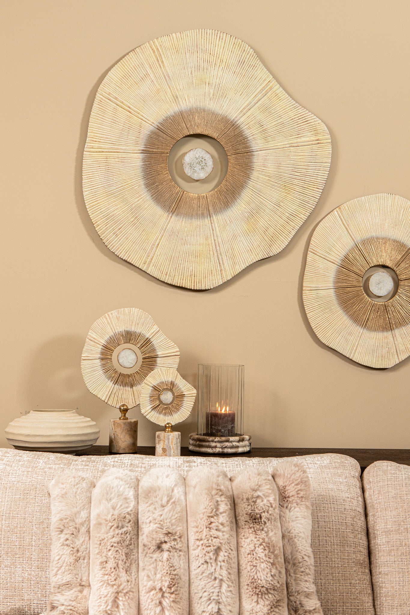 Wandpaneel Rella Beige Aluminium Center Stone Large PTMD