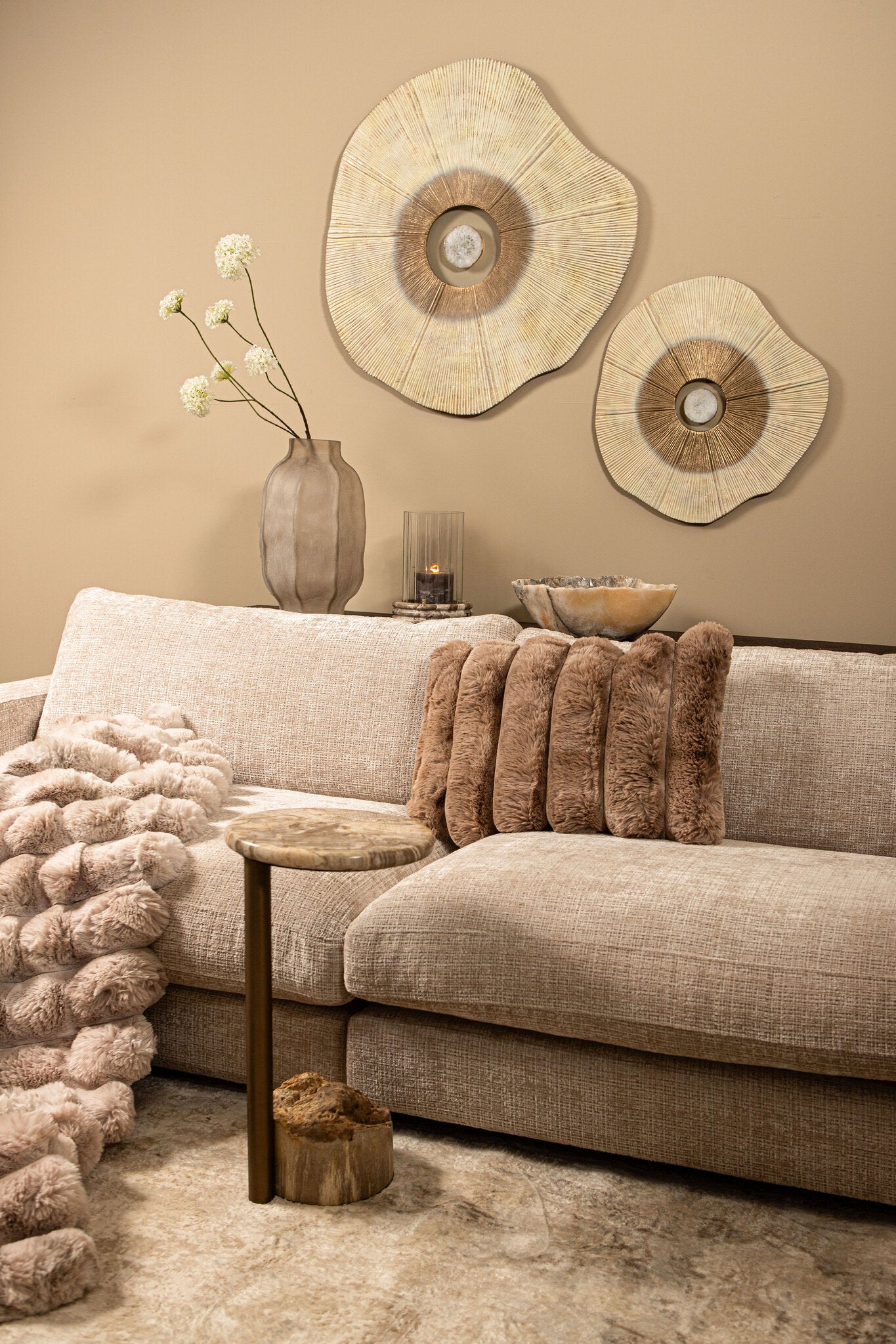 Wandpaneel Rella Beige Aluminium Center Stone Small PTMD