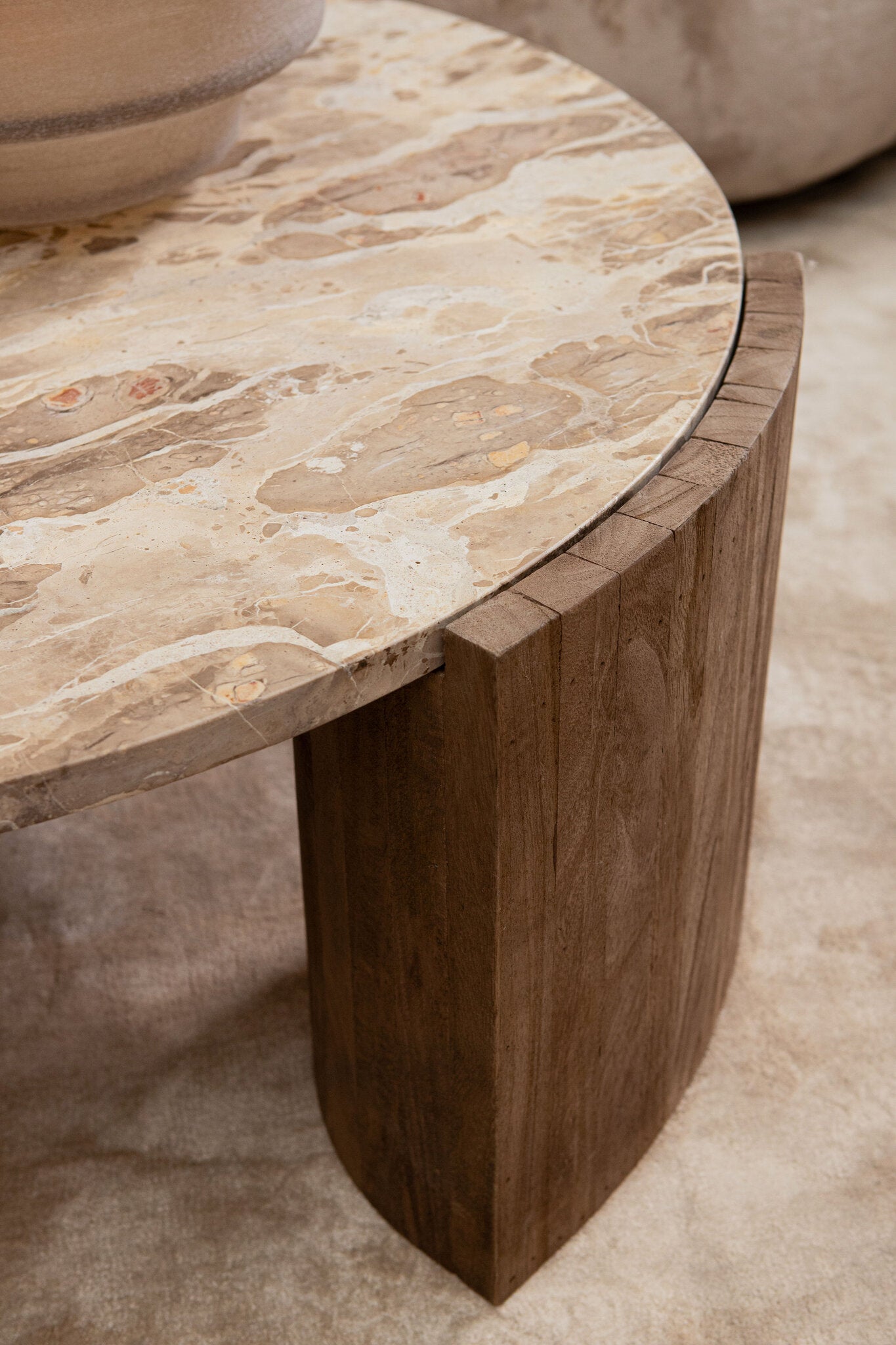 Javina Koffietafel Naturel Marmer Ø90cm PTMD