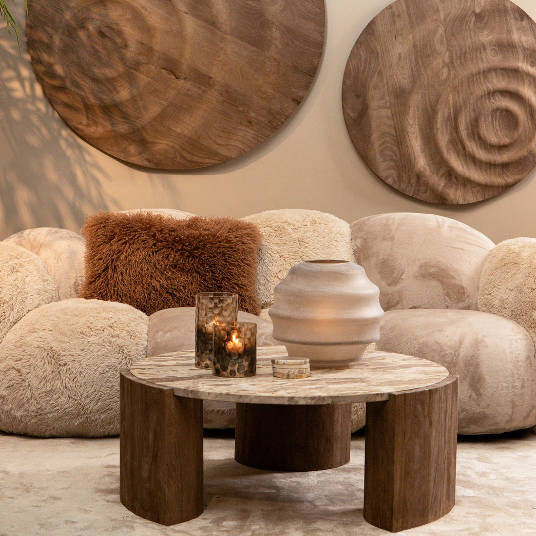 Javina Koffietafel Naturel Marmer Ø90cm PTMD