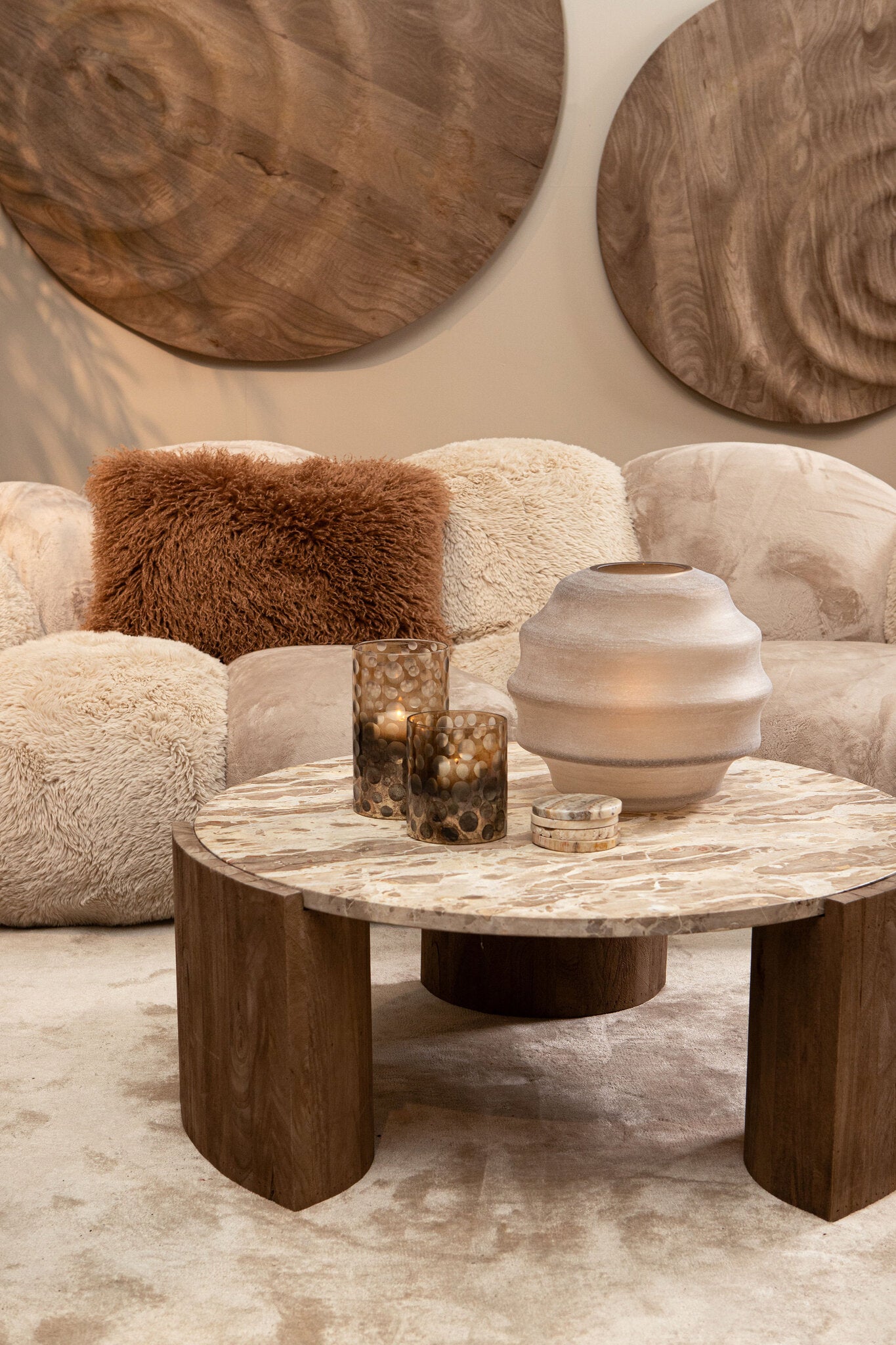 Javina Koffietafel Naturel Marmer Ø90cm PTMD