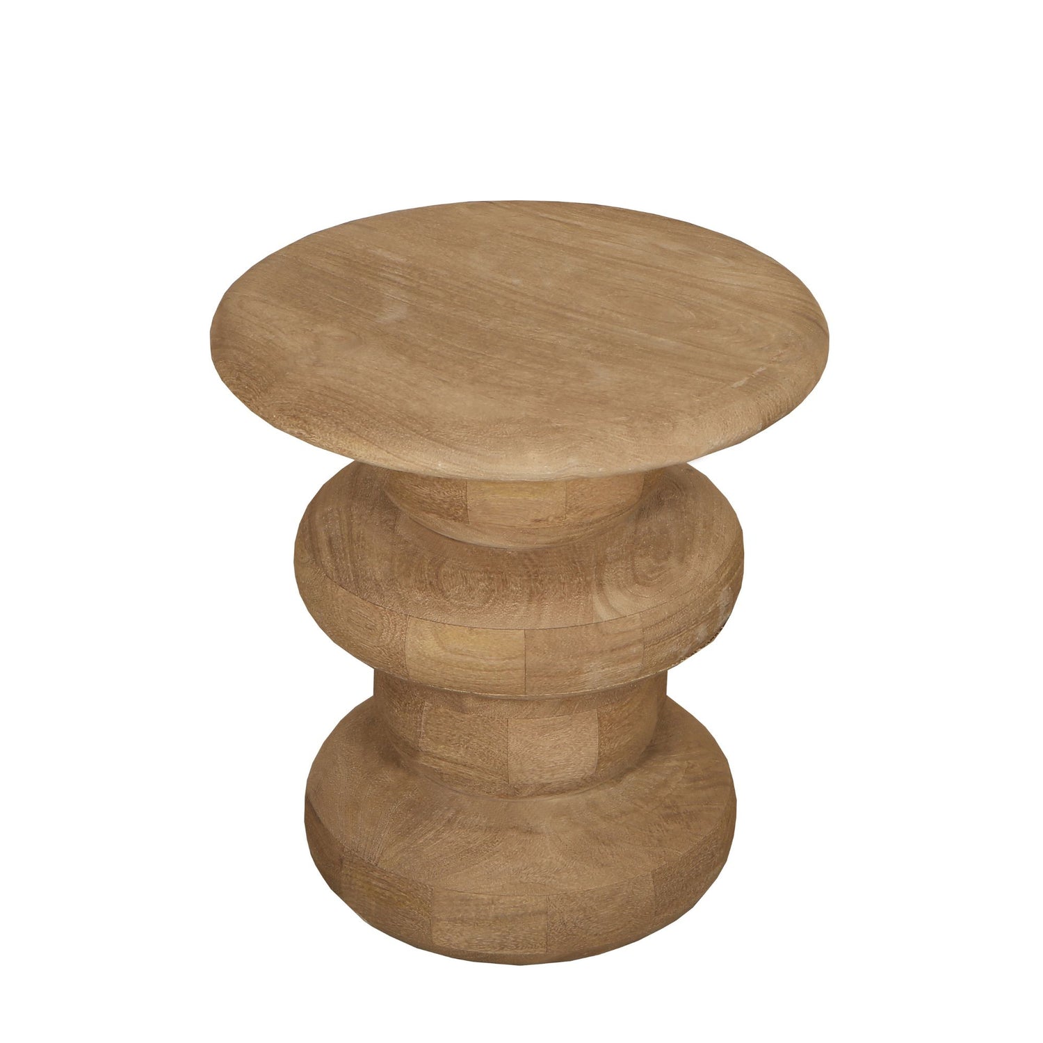 Ronde Sidetable Keven Geribbeld Mangohout Naturel PTMD