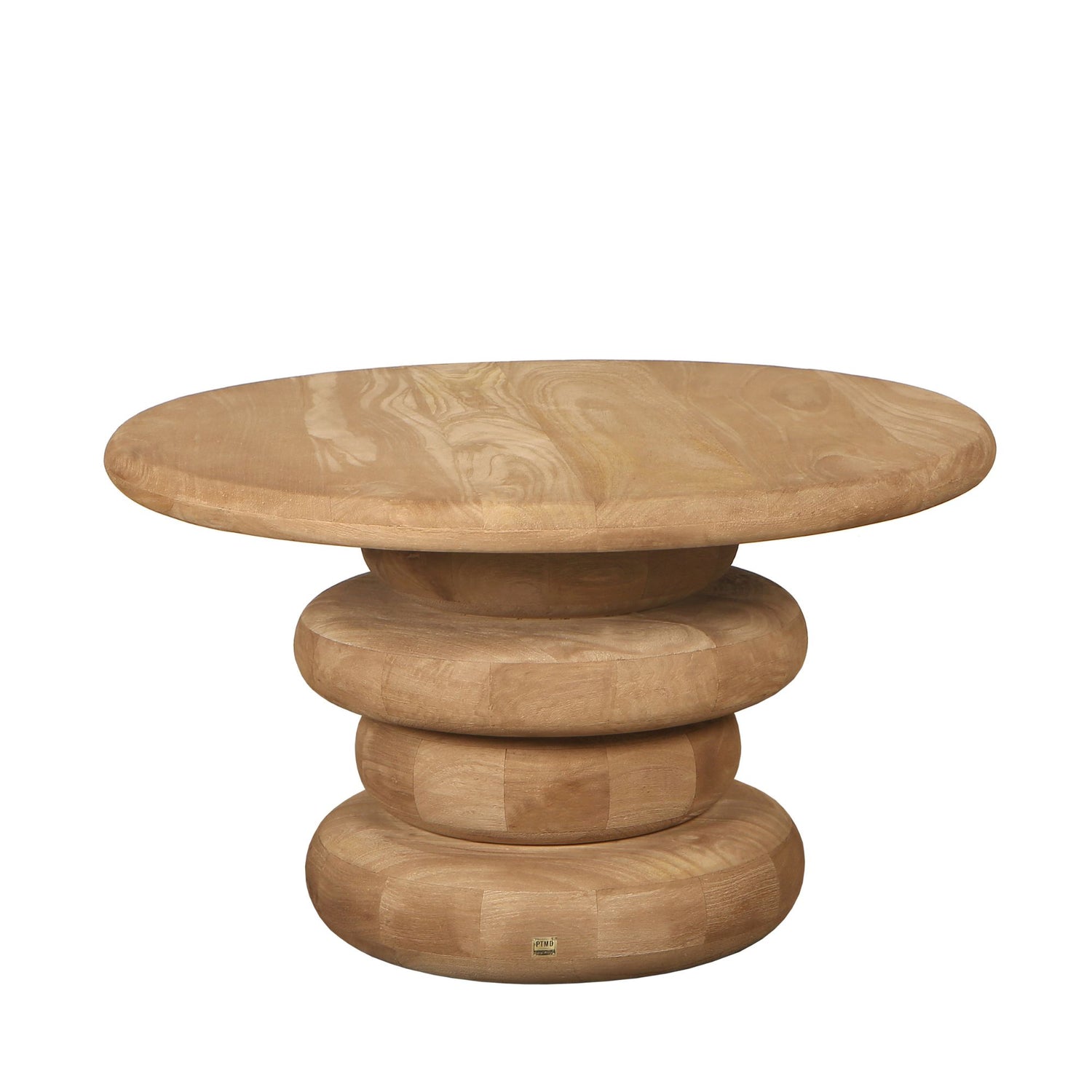 Salontafel Keven Naturel Mango Hout Ribbed Rond PTMD