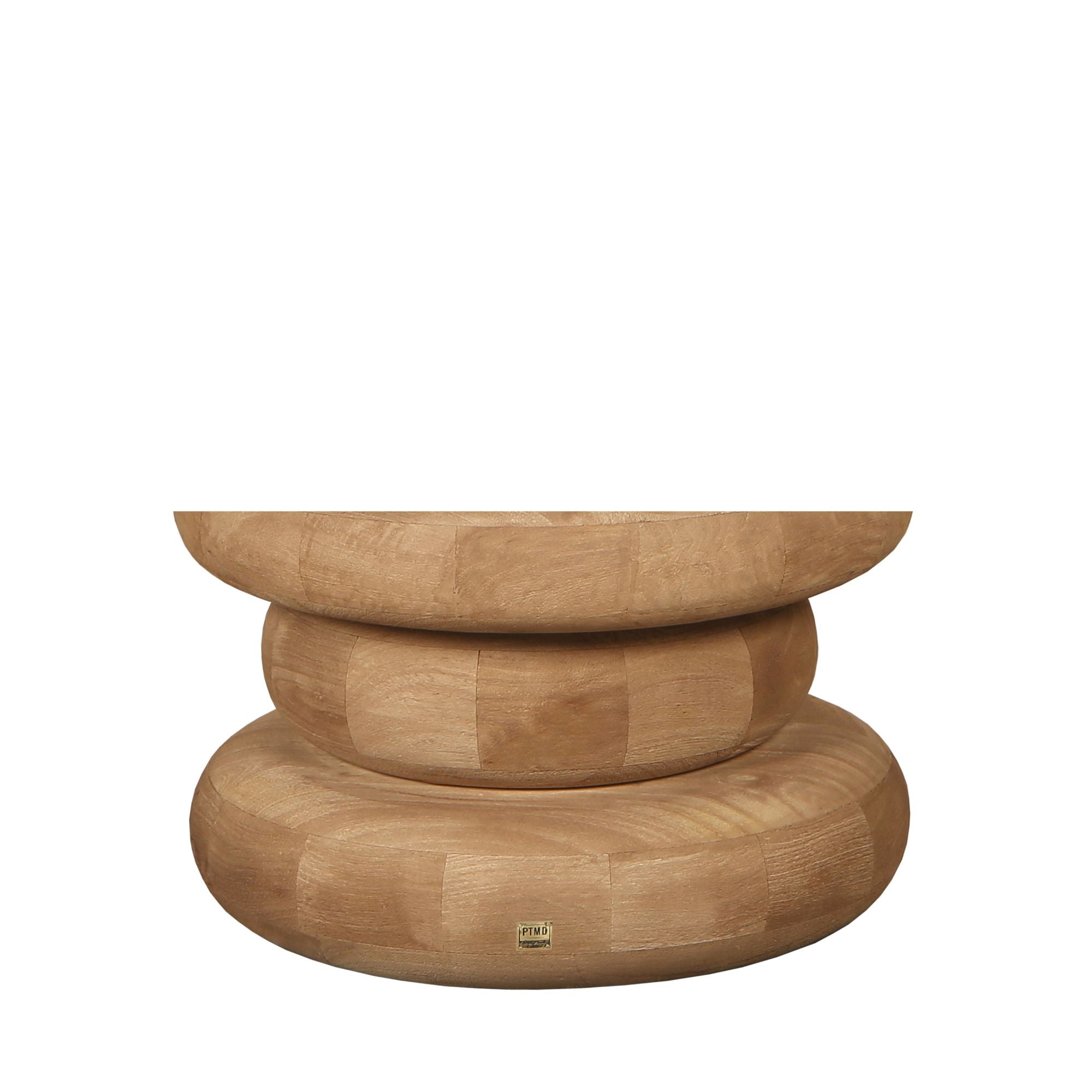 Salontafel Keven Naturel Mango Hout Ribbed Rond PTMD