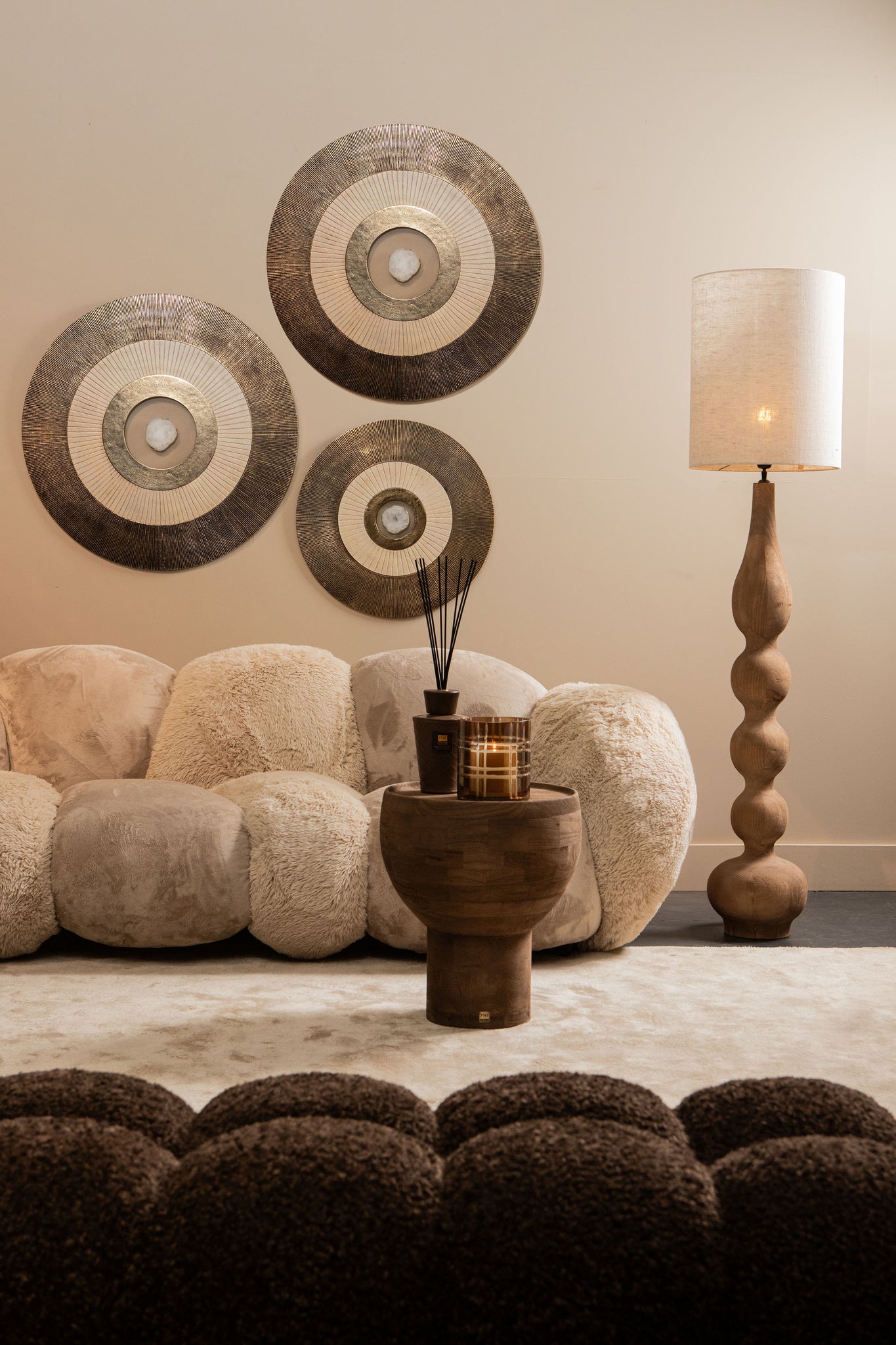 Vloerlamp Altus Naturel Mango Hout Smooth Rond PTMD