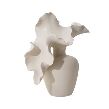 Vaas Shelle Creme Keramiek Organische Vorm Hoog PTMD