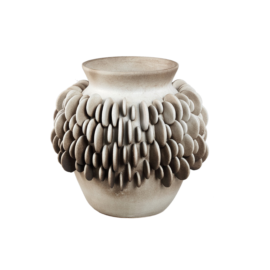 Wina Beige Ceramic Vase With Round Scales Low L PTMD