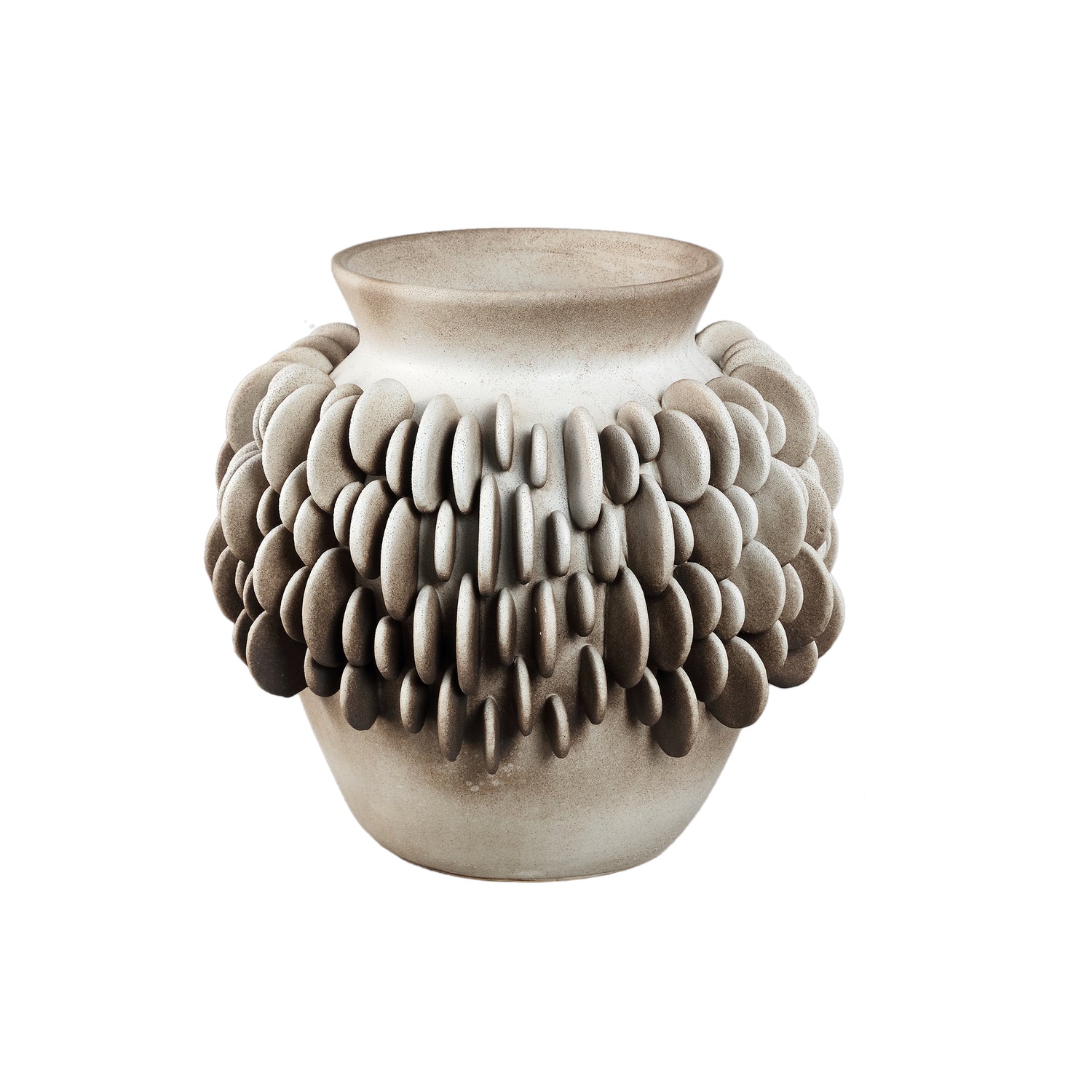 Wina Beige Ceramic Vase With Round Scales Low L PTMD