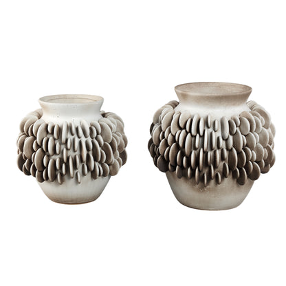 Wina Beige Ceramic Vase With Round Scales Low L PTMD