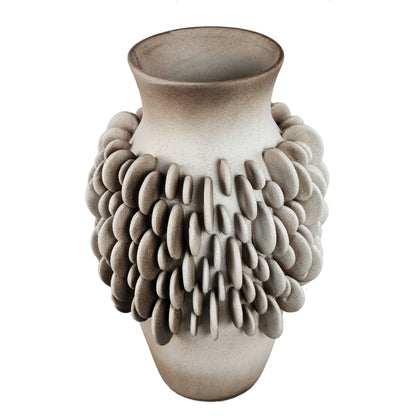 Wina Beige Ceramic Vase With Round Scales High Small PTMD