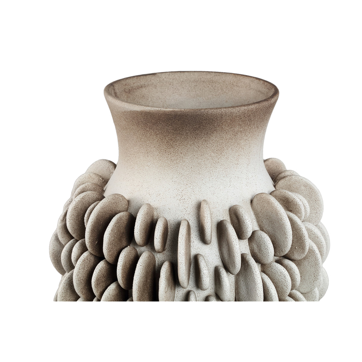 Wina Beige Ceramic Vase With Round Scales High Small PTMD