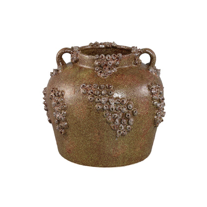 Deisy Green Ceramic Jar With Handles Rough Coral L PTMD