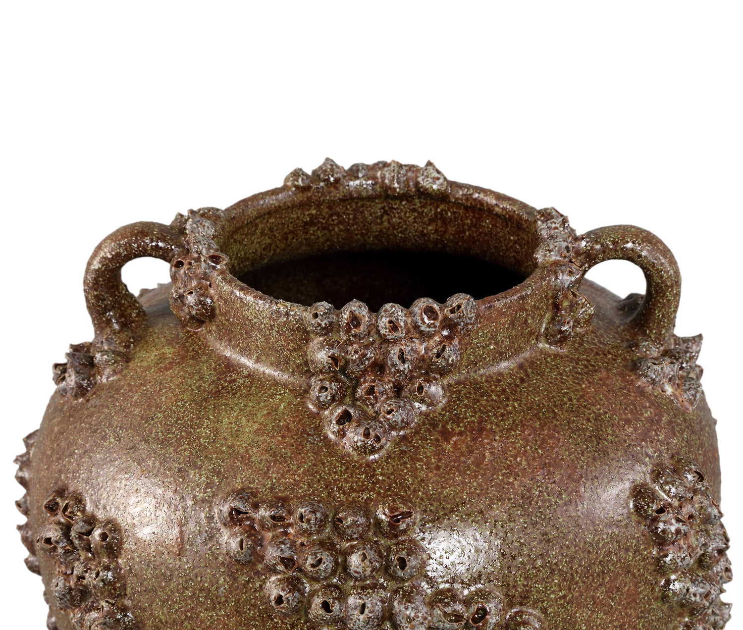 Deisy Green Ceramic Jar With Handles Rough Coral L PTMD