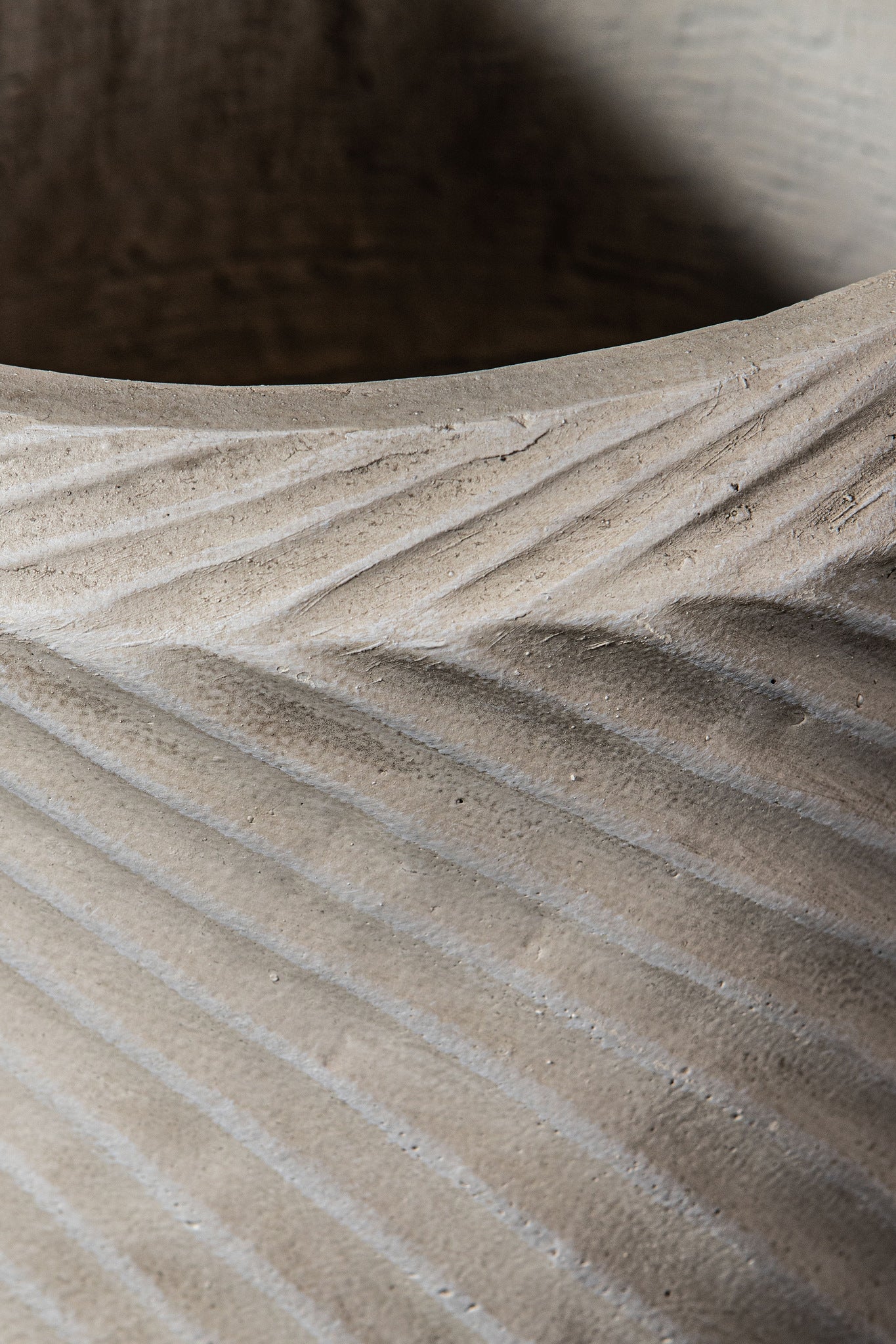 Pot Nikol Beige GRC Wave Patroon Rond Hoog Set van 3 PTMD