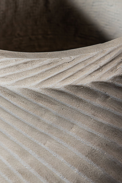 Pot Nikol Beige GRC Wave Patroon Rond Hoog Set van 3 PTMD