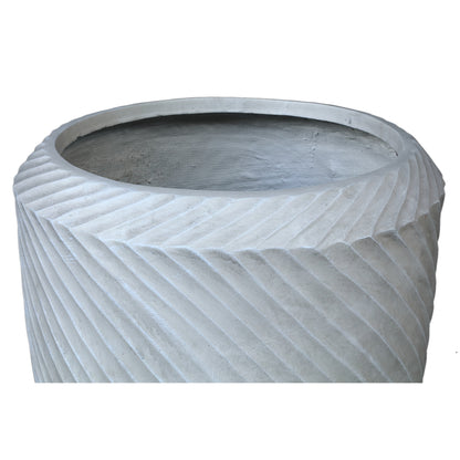 Pot Nikol Beige GRC Wave Patroon Rond Hoog Set van 3 PTMD