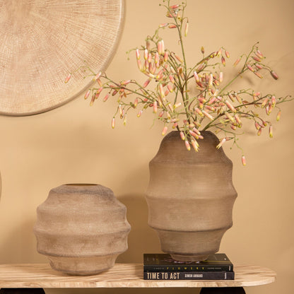 Elladie Beige Round Glass Layered Vase High PTMD