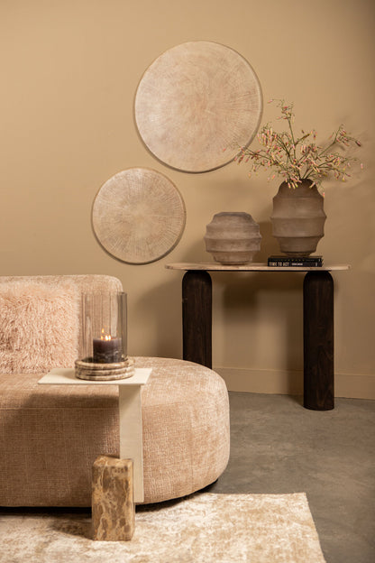 Elladie Beige Round Glass Layered Vase High PTMD