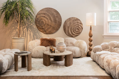 Elladie Beige Round Glass Layered Vase Low PTMD