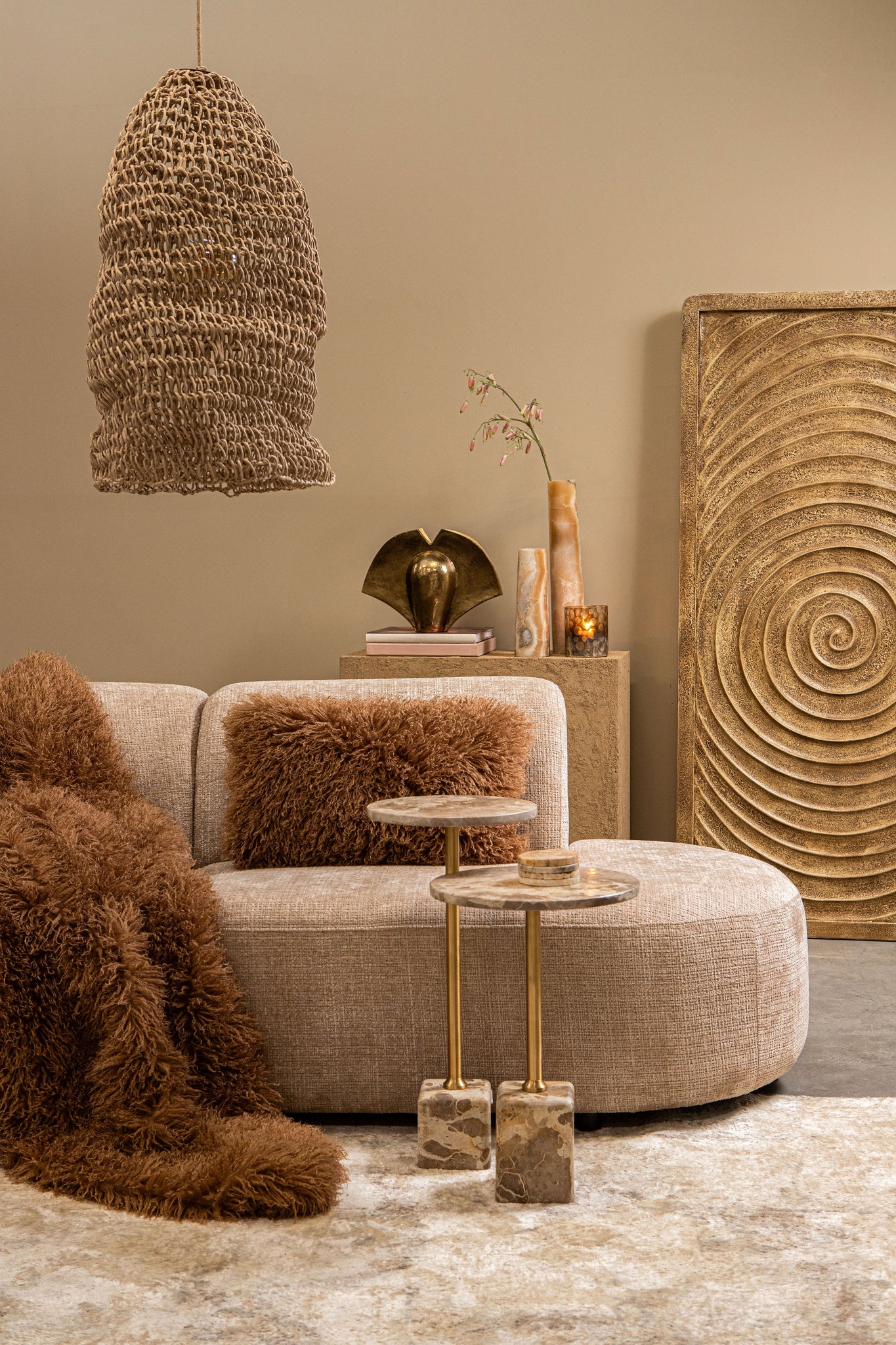 Wandpaneel Lula Beige MDF Swirl Frame Rechthoek PTMD