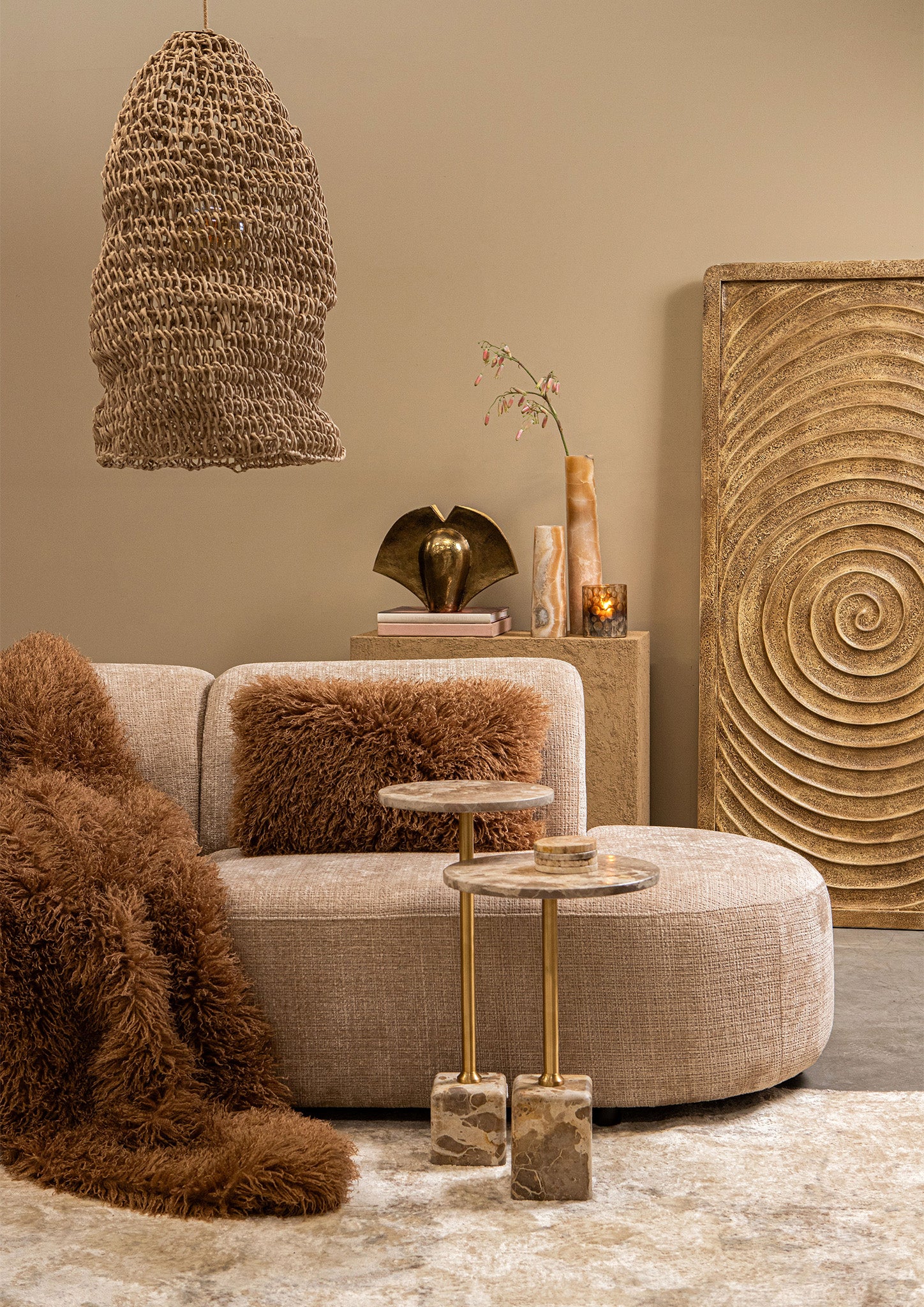 Wandpaneel Lula Beige MDF Swirl Frame Rechthoek PTMD