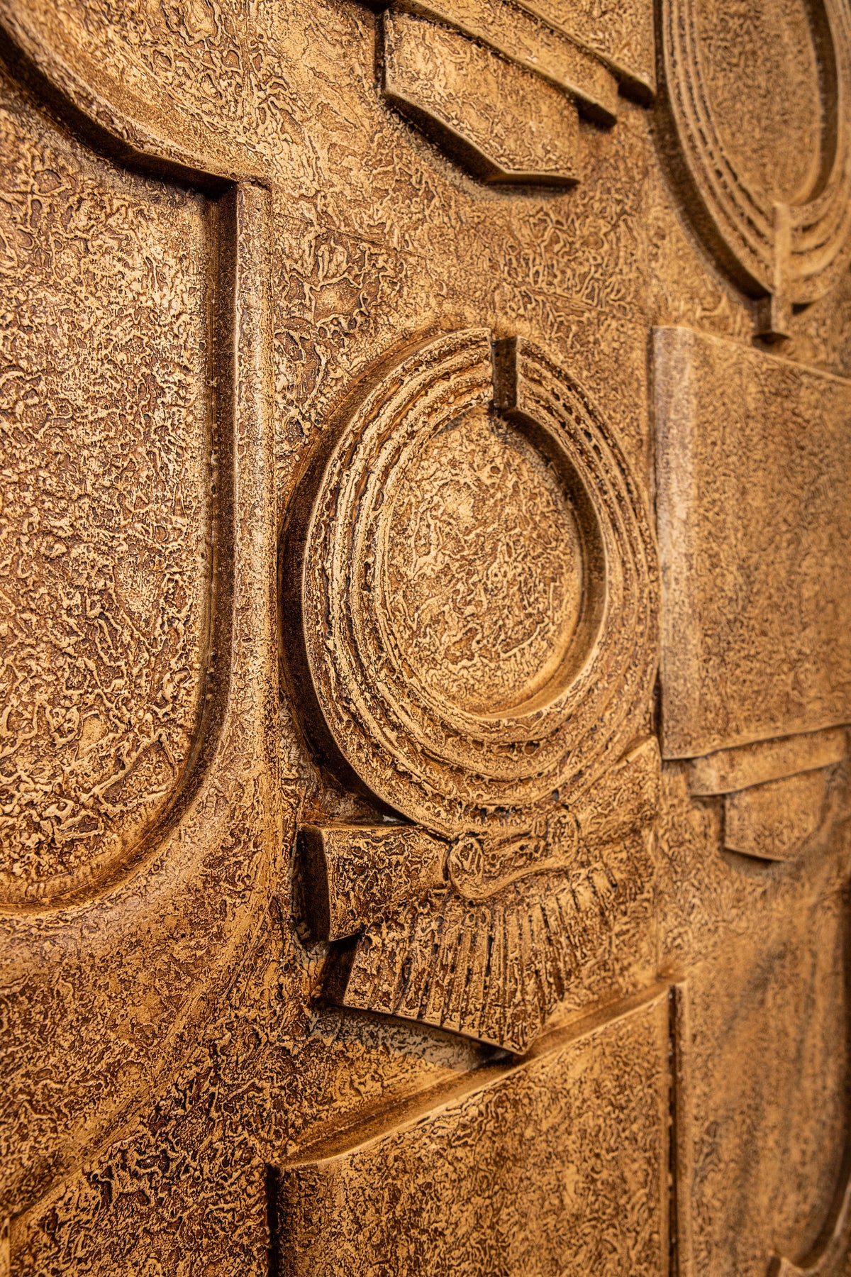 Saku Beige MDF Aancient Symbols Antique Wall Panel PTMD