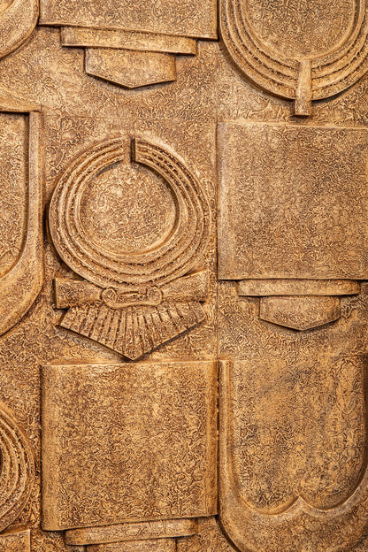 Saku Beige MDF Aancient Symbols Antique Wall Panel PTMD