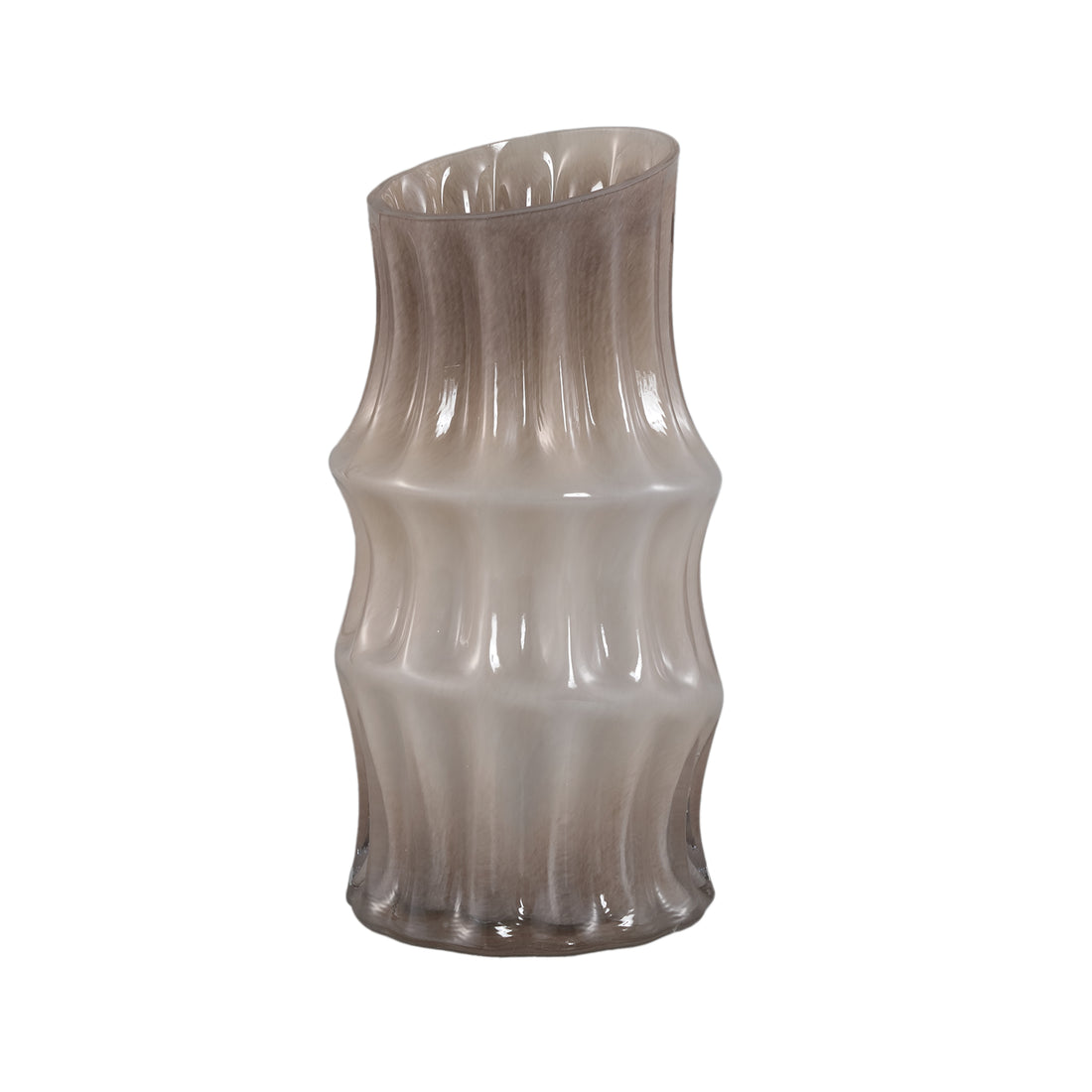Anvi Cream Solid Glass Vase Angular Shaped Round Large PTMD