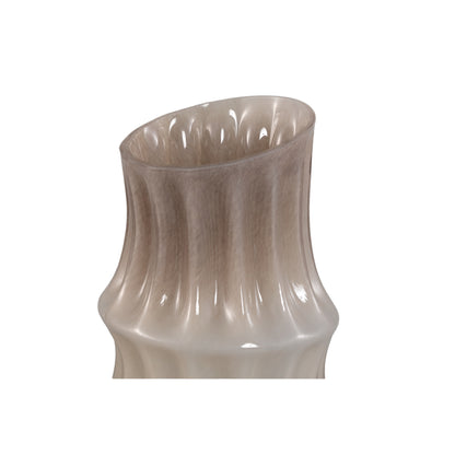 Anvi Cream Solid Glass Vase Angular Shaped Round Large PTMD