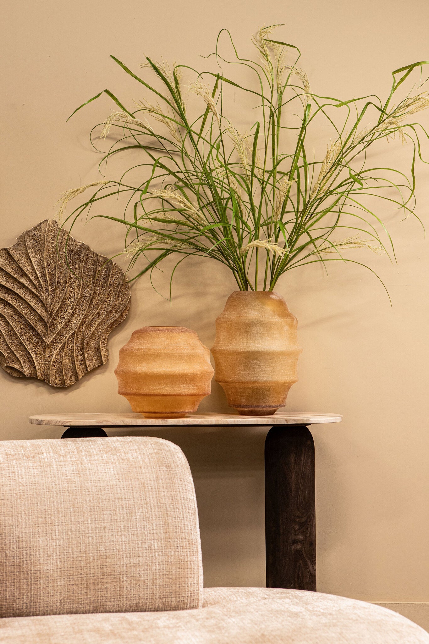Elladie Amber Round Glass Layered Vase Low PTMD