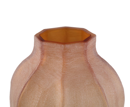 Natae Amber Round Glass Ribbed Vase High PTMD