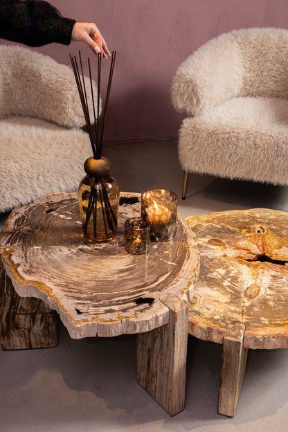 Salontafel Kayo Naturel Versteend hout 3 Poten Hoog PTMD