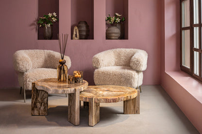 Salontafel Kayo Naturel Versteend hout 3 Poten Hoog PTMD