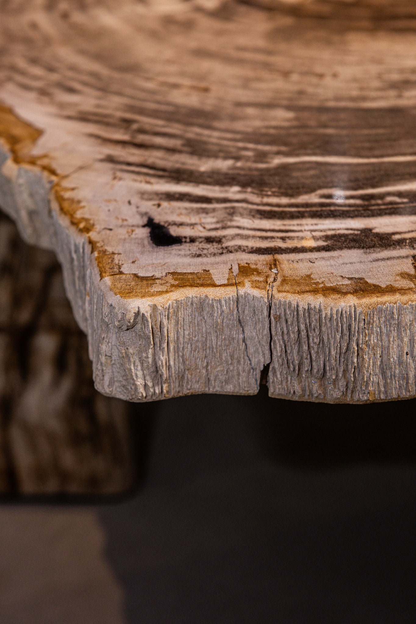 Salontafel Kayo Naturel Versteend Hout 3 Poten Laag PTMD