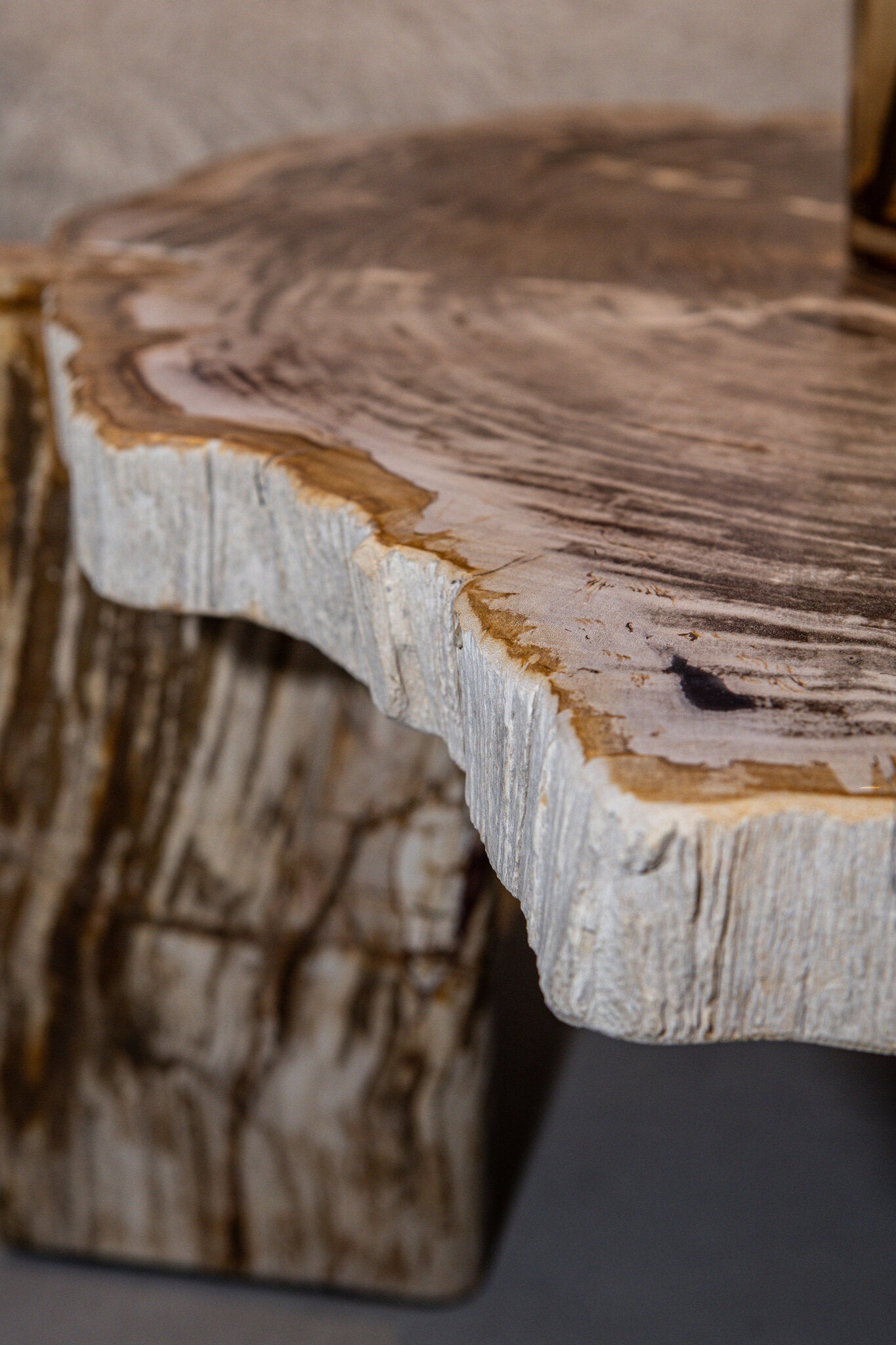 Salontafel Kayo Naturel Versteend Hout 3 Poten Laag PTMD