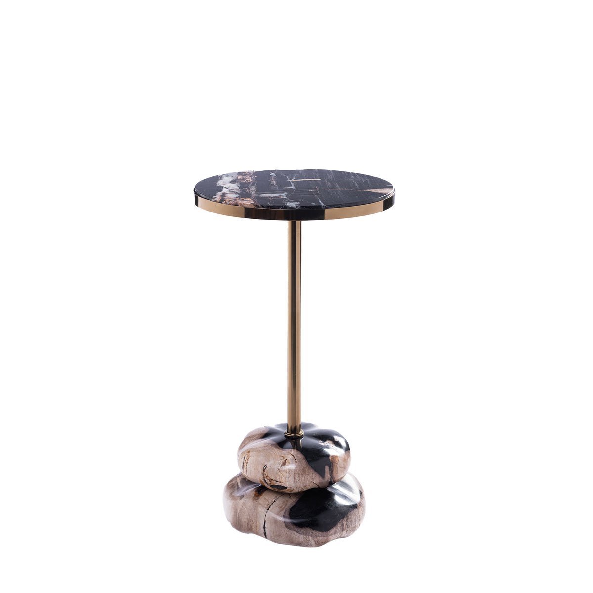 Wane Natural Petrified Wood Double Base Sidetable PTMD