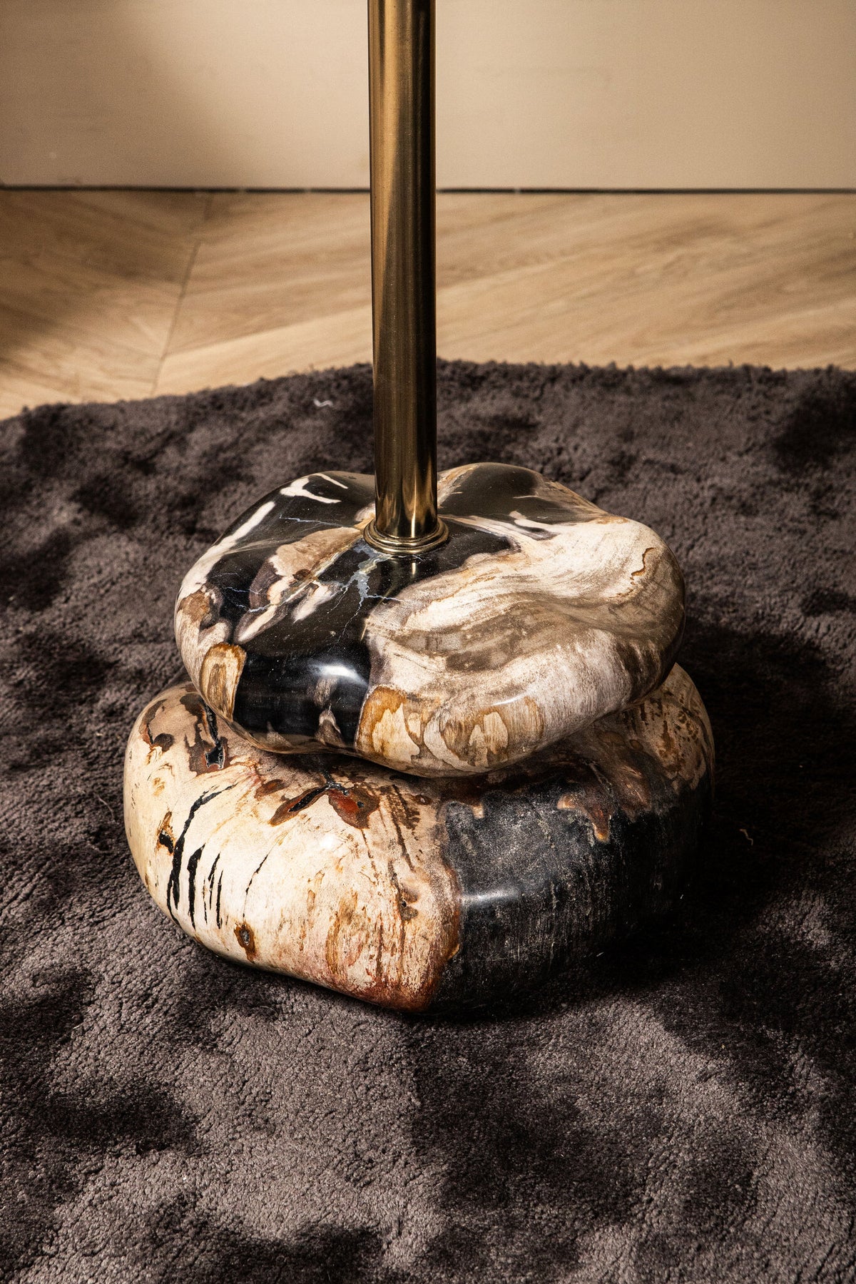 Wane Natural Petrified Wood Double Base Sidetable PTMD