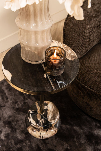 Wane Natural Petrified Wood Double Base Sidetable PTMD