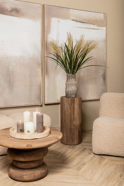 Dice Natural Petrified Wood Round Border Plate PTMD