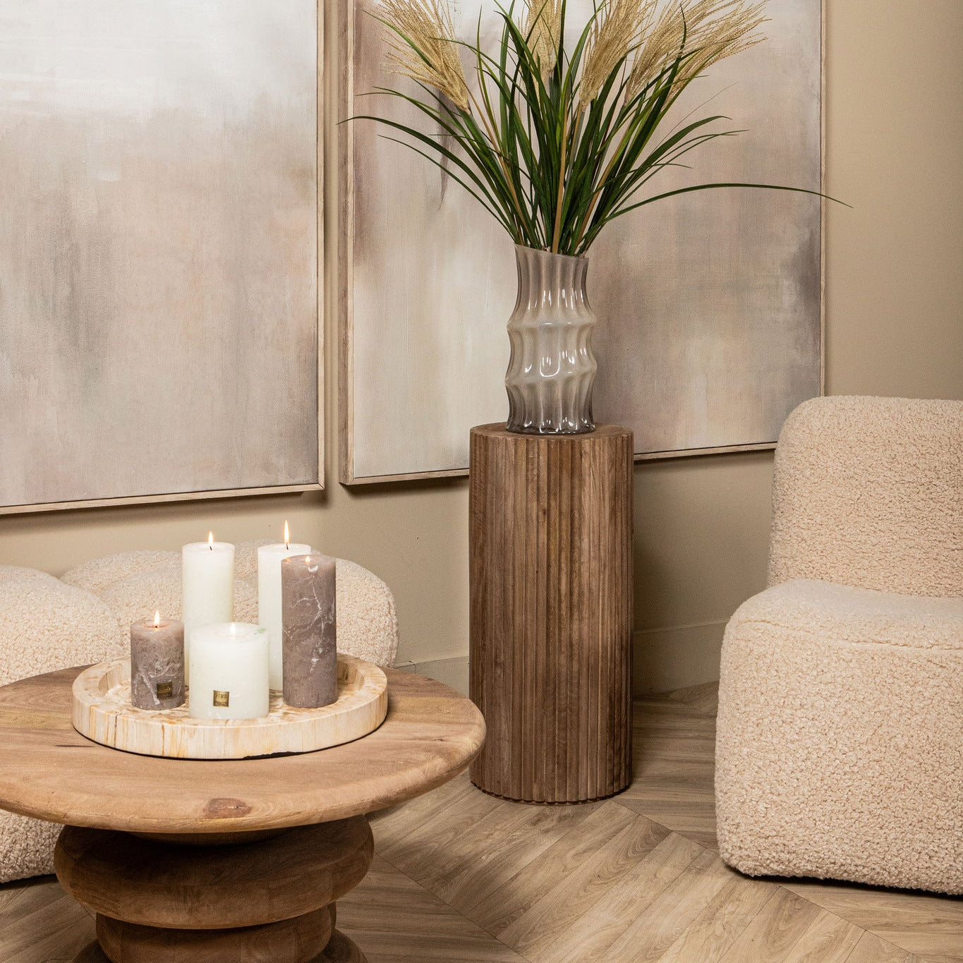 Dice Natural Petrified Wood Round Border Plate PTMD