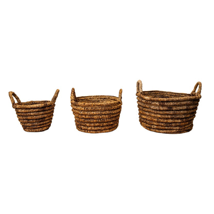 Almir Natural Seagrass Basket Set Of 3 Round PTMD