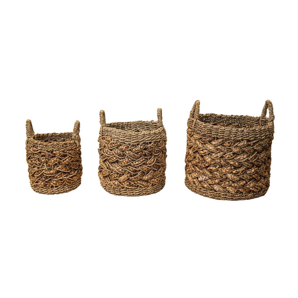 Izely Natural Seagrass Basket Set Of 3 Round PTMD