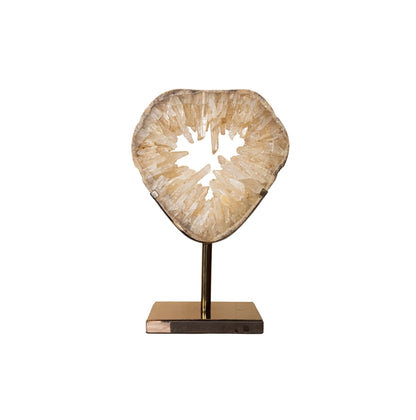 Jaso Natural Quartz Mineral Deco Statue Open Round PTMD