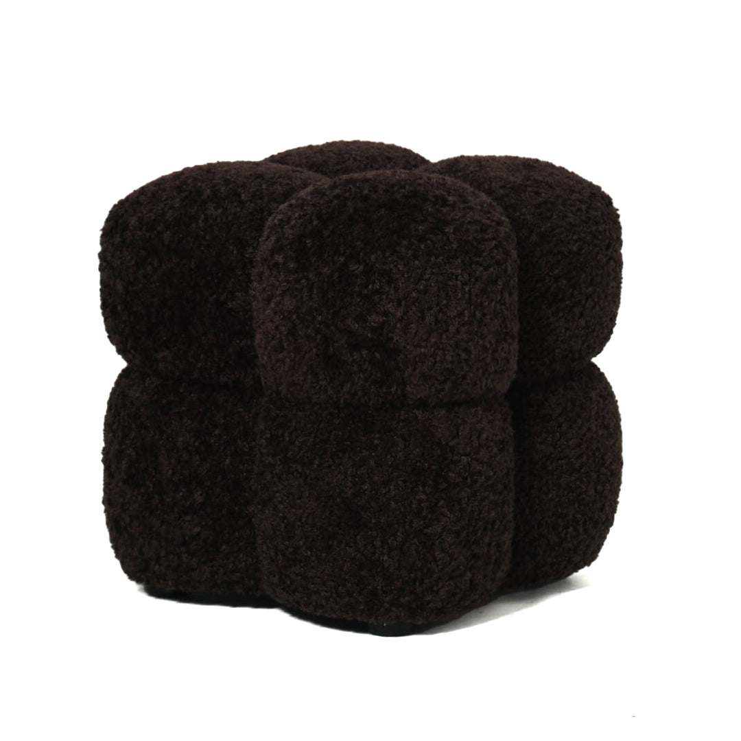 Teddy Dark Brown Fabric Square Poef PTMD