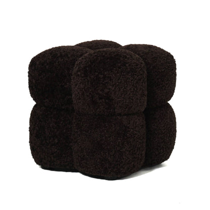 Teddy Dark Brown Fabric Square Poef PTMD