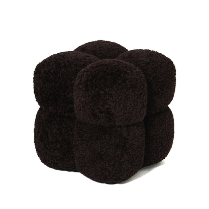 Teddy Dark Brown Fabric Square Poef PTMD